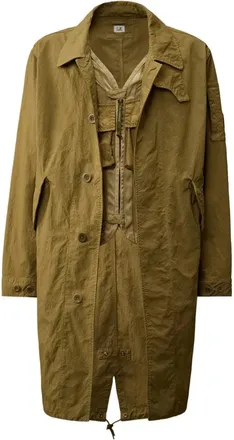 C.P. Company C.p. Company, Jassen, Heren, Groen, L, Nylon, Twill Fishtail Lens Car Coat