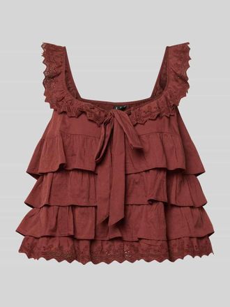 Vero Moda Regular Fit Blusentop mit Volants Modell SANDY in Rostrot, Gr&ouml;&szlig;e XL