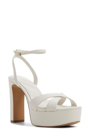 Aldo Rosine Ankle Strap Platform Sandal in White/Bone at Nordstrom, Size 7.5