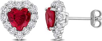 Mimi & Max Created Forever Created Gemstone and Lab-Grown Diamond Earrings Sterling Silver