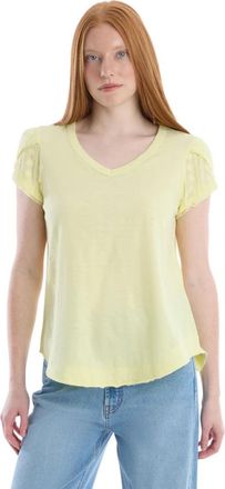 Wilt Eyelet Cap Sleeve Tee in Wax Yellow at Nordstrom, Size X-Small
