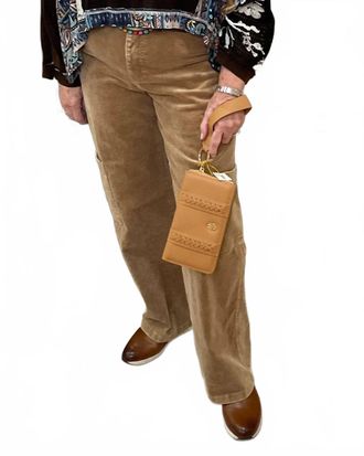 Hem & Thread Wide Leg Corduroy Pant In Taupe