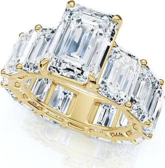Pompeii3 Certified 15.50Ct Emerald Cut Diamond Engagement Ring 14k Gold Lab Grown