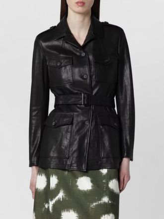 Tagliatore leather belted jacket
