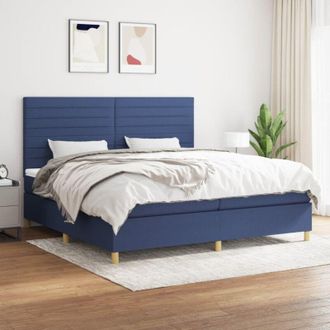vidaXL Vidaxl - Cama Box Spring Con Colch&oacute;n Tela Azul 200x200 Cm