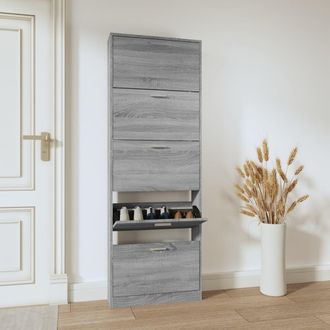 vidaXL Vidaxl - Mueble Zapatero Madera Contrachapada Gris Sonoma 59x17x169 Cm