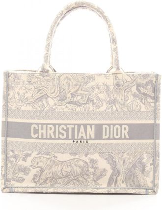Dior Gray Ivory Canvas Handbag Tote Bag (Pre-Owned)