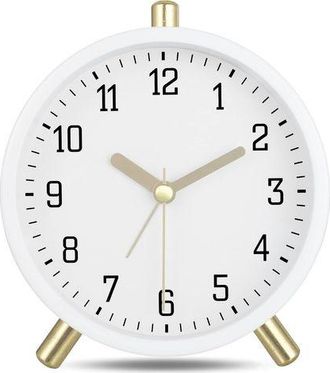 OEM Reloj Despertador Silencioso De Color Blanco Lechoso Con Luz, Sencillo Y Moderno, De Mesa Decorativa, De 11 Cm, Para Mesita De Noche O Dormitorio