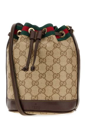 Gucci Womens Gg Fabric With Web Stripe Mini Bag Beige