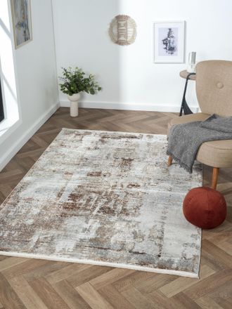 My Flair Teppich »Esme 2« rechteckig 8 mm Höhe Kurzflor, Vintage Look, mit Fransen, besonders weich durch Microfaser