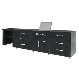 Oviala Cocina exterior de 4 elementos con cocina de gas negra