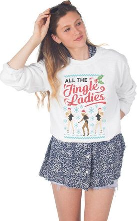 Sanfran Clothing Sanfran - All The Jingle Ladies Christmas Top Fashion Xmas Dancing Single Jumper Sweater - Small/White