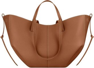 Generic Genuine Leather Womens Tote Bag - Large Capacity Barrel-shaped Commuter Shoulder Bag (Camel large [marked])