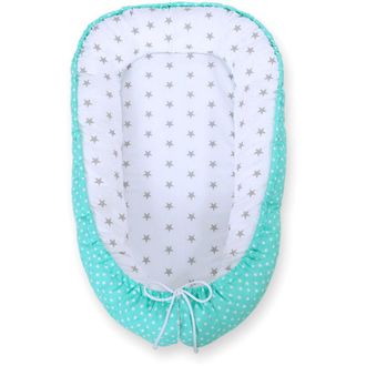 OEM Capullo Para Beb&eacute;, Doble Cara, Corral, Arrullo, Premium Bobono - Estrellas Grises/lunares Sobre Menta