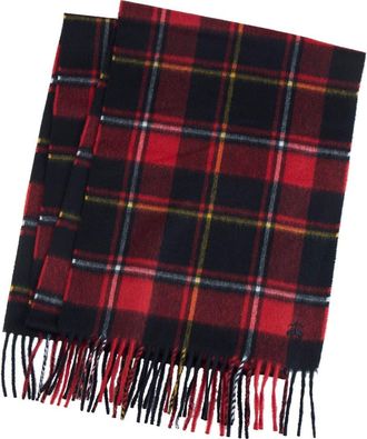 Brooks Brothers Tartan Wool & Cashmere Blend Fringe Scarf in Black/Red at Nordstrom Rack