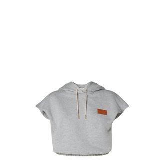 Fendi Hoodies & sweatvesten, Dames, Grijs, M, Katoen, Mouwloze Hoodie