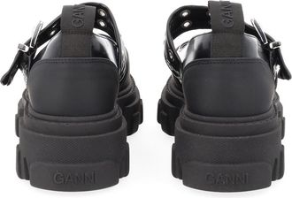 Ganni Logo Buckle Ballerina Flat - Black