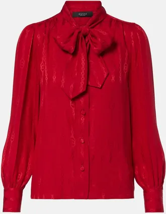 Gucci Interlocking G silk jacquard blouse