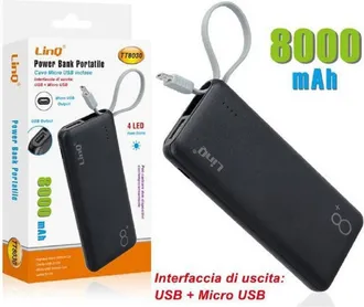 Trade Shop Trade Shop - Power Bank External Batteria Recaricabile 8000mah Con Micro Usb Tt8030