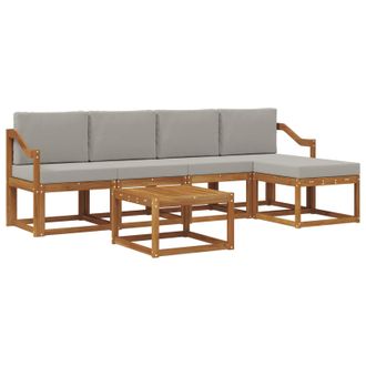 vidaXL Conjunto De Sof&aacute;s De Exterior 6 Pcs Gris Natural Y Claro Vidaxl