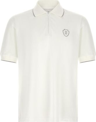 Brunello Cucinelli White Solid Shirt Collar Polo