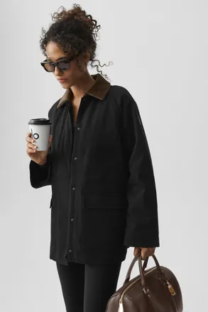 Alo | Twill Barn Jacket in Black/Espresso, Size: Medium