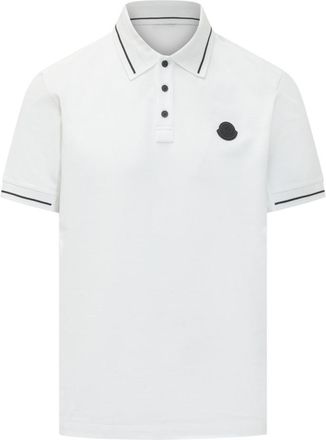 Moncler White Logo Shirt Collar Polo