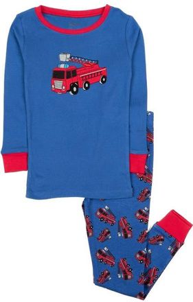 Leveret Kids Cotton Two-Piece Printed Pajamas, Vehicles & Machines in Fire Truck at Nordstrom, Size 3T