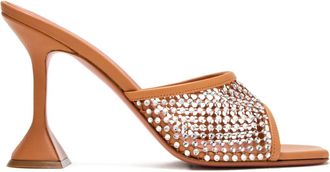 Amina Muaddi 95 mm net sandalen verfraaid met kristallen - Bruin