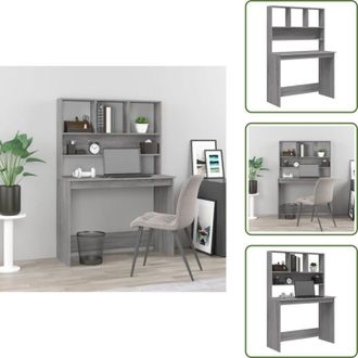 vidaXL The Living Store Scrivania Mensole Grigio Sonoma 102x45x148 cm Legno Multistrato - Scrivania in legno