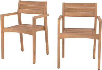 Rendez-Vous D&eacute;co Lote de 2 sillas de jard&iacute;n de madera de teca reciclada