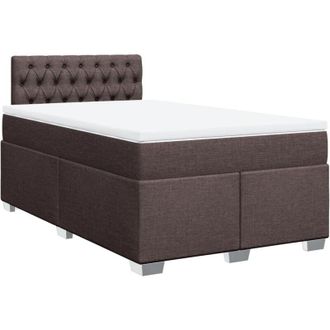 vidaXL Vidaxl - Cama Box Spring Con Colch&oacute;n Tela Marr&oacute;n Oscuro 120x190 Cm