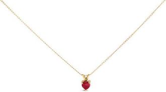 House of Brilliance 14K Gold 5X5 MM Heart Shaped Gemstone Solitaire Pendant Necklace in Red Ruby | Yellow at Nordstrom