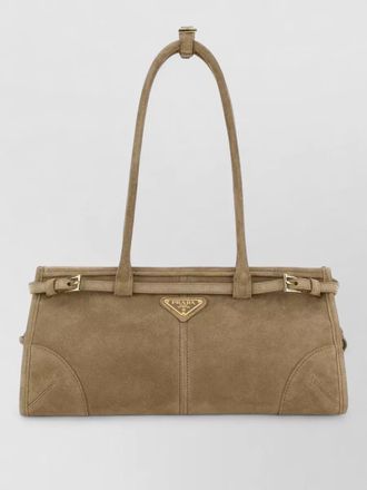 Prada suede shoulder bag rectangular shape buckle