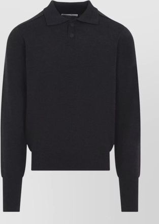 STUDIO NICHOLSON merino wool fine-knit regular-fit long-sleeve polo shirt