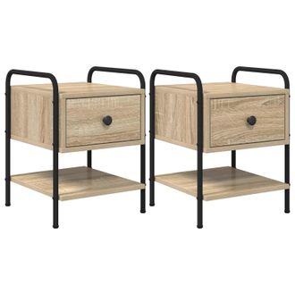 vidaXL Mesa De Noche 2 Uds. Roble Sonoma Madera De Ingenier&iacute;a Vidaxl