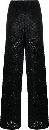 Rotate loose-knit high-waisted trousers - women - Polyamide/Organic Cotton - 38 - Black