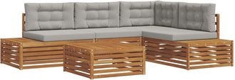 vidaXL Conjunto De Sof&aacute;s De Exterior 5 Pieza Gris Natural Y Claro Vidaxl