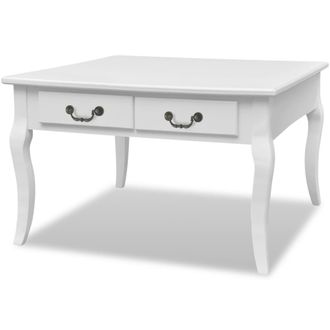 vidaXL Mesa De Centro Con 4 Cajones Blanco Vidaxl