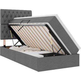 vidaXL Bed with Mattress with LED Dark Grey 90 x 190 cm Polyester vidaXL