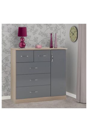 Seconique Nevada 5 Drawer Low Wardrobe in Grey