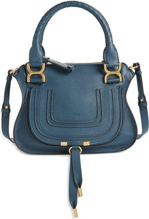 Chlo&eacute; Small Marcie Leather Satchel in Tapestry Blue at Nordstrom