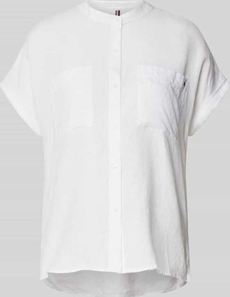 Tommy Hilfiger Relaxed Fit Leinenbluse mit kurzen &Auml;rmeln in Weiss, Gr&ouml;&szlig;e 44