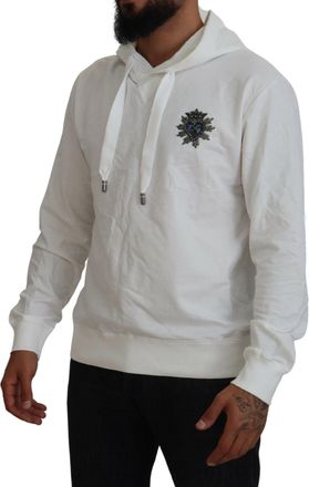 Dolce & Gabbana Embroidered Logo Cotton Hoodie - White