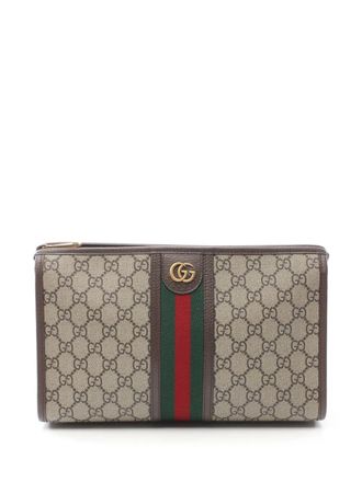 Gucci 2020 Ophidia wash bag - women - Canvas/Calf Leather - One Size - Neutrals