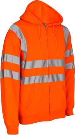 Generic Ploutos - Mens Hi Vis Viz Safety Security Zipped Hooded Jacket ~ High Visibility Workwear Warm Fleece Plain & Two Tone Sweatshirt Zip Up Hoodie Top (H