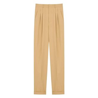 Saint Laurent Suit Trousers, male, Beige, Size: L Slim-fit Pants in Technical Cotton