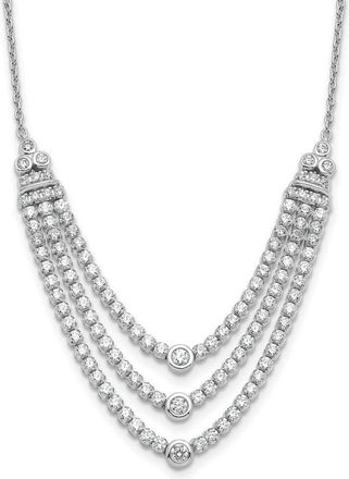 Diamond2Deal 14K White Gold 2 3/4 Ct Lab Grown Diamond Triple Layer Necklace 18 Clarity VS, Color G-H