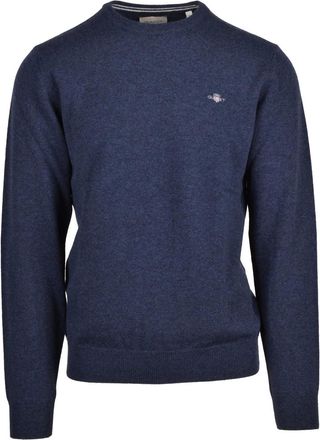 GANT Crew Neck Wool Sweater With Embroidered Logo Detail
