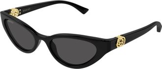 Gucci Cat Eye Zonnebril - Dames - Zonnebrillen - Zwart - 52 MM - Accessoires